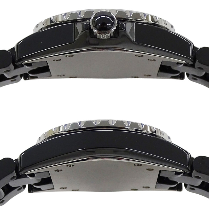 香奈兒女士腕錶 J12 日期石英 QZ 不鏽鋼黑色陶瓷 H0682 拋光-2