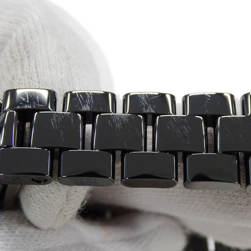 香奈兒女士腕錶 J12 日期石英 QZ 不鏽鋼黑色陶瓷 H0682 拋光-11