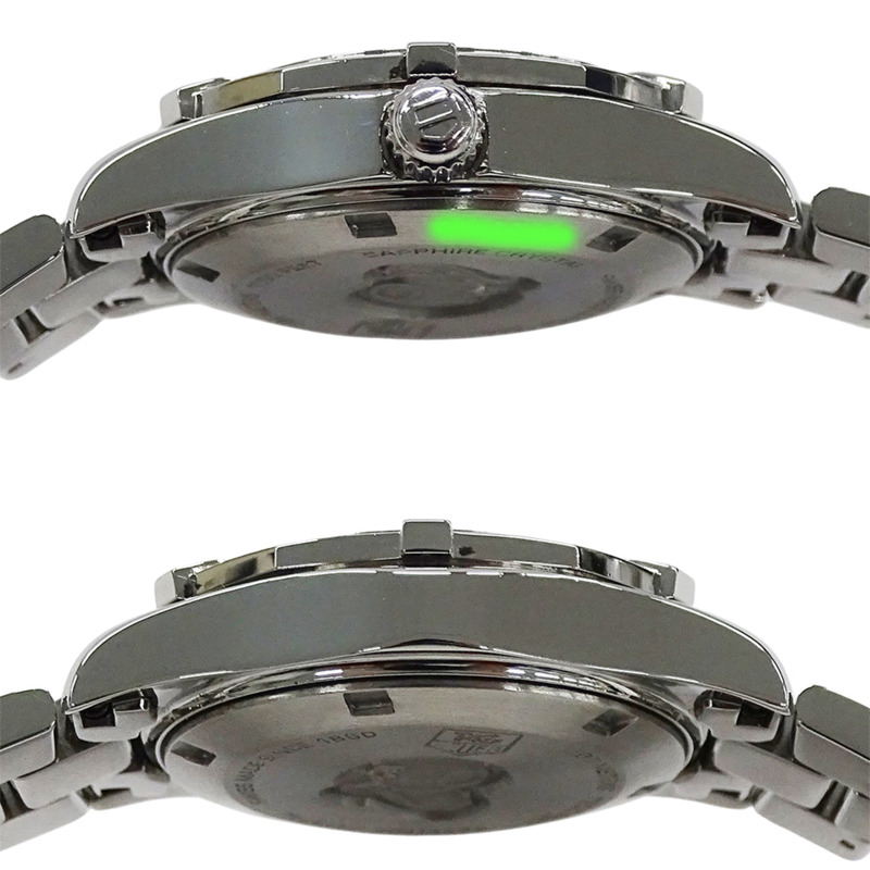 TAG Heuer Aquaracer WAF1415 BA0824 女士腕錶，貝殼錶殼，10 顆鑽石，日期顯示，石英機芯，不鏽鋼錶殼，銀色，拋光-2