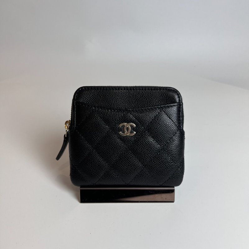 全新品 CHANEL COCO吐司零錢包荔枝黑金 晶片款-0