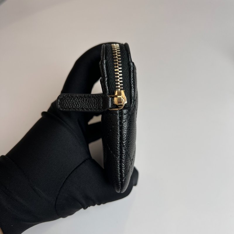 全新品 CHANEL COCO吐司零錢包荔枝黑金 晶片款-2