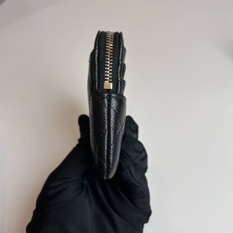 全新品 CHANEL COCO吐司零錢包荔枝黑金 晶片款-3