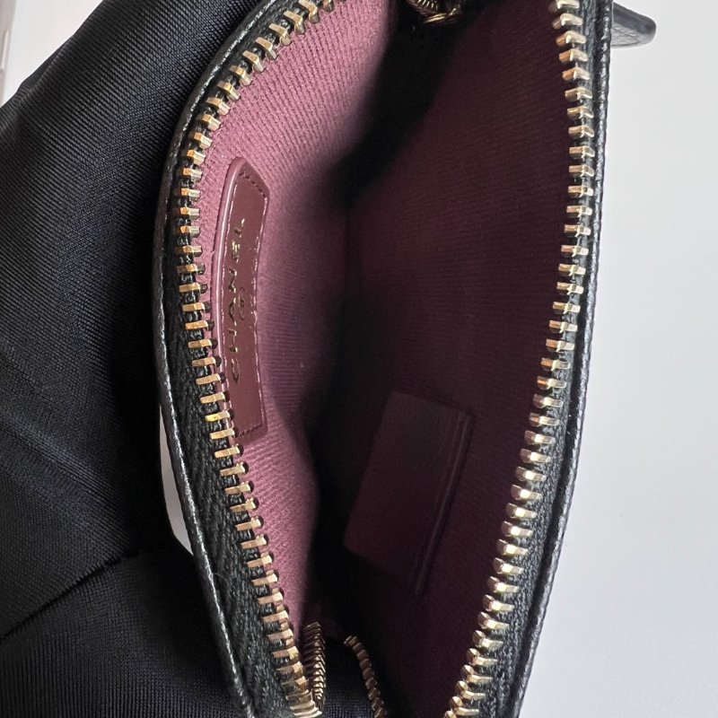 全新品 CHANEL COCO吐司零錢包荔枝黑金 晶片款-4
