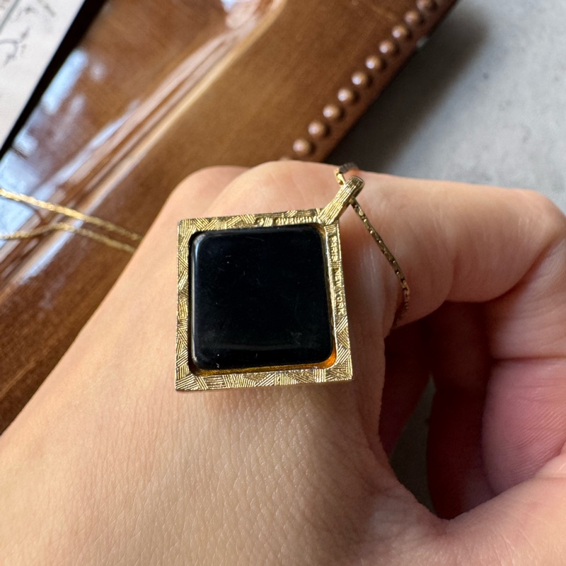 Givenchy G logo 鍍金 皓石 黑琺瑯 項鏈 頸鏈-5