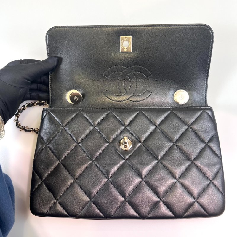 CHANEL TRENDY肩背包 羊皮黑 晶片款-2