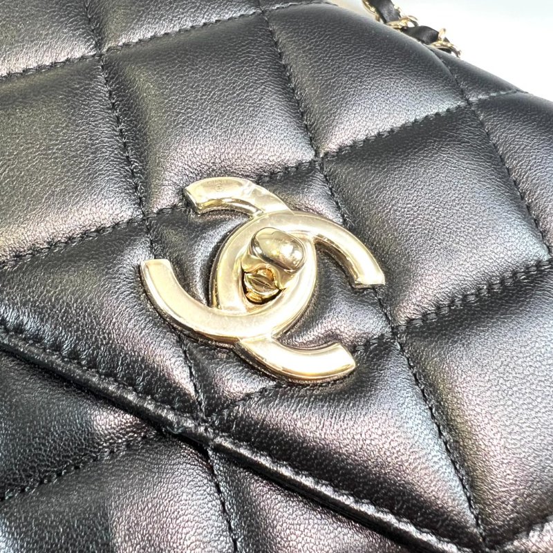 CHANEL TRENDY肩背包 羊皮黑 晶片款-6