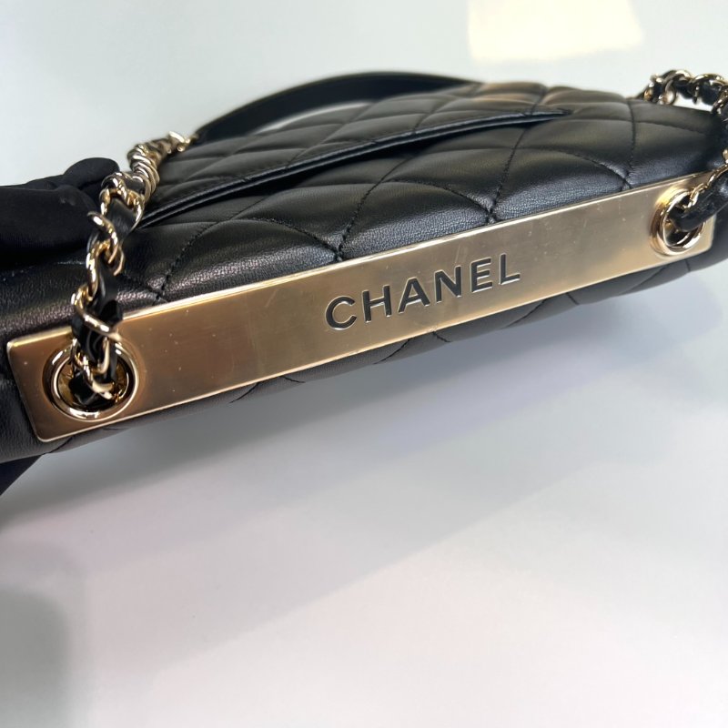 CHANEL TRENDY肩背包 羊皮黑 晶片款-7