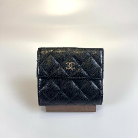 CHANEL CF二折短夾荔枝黑 22開