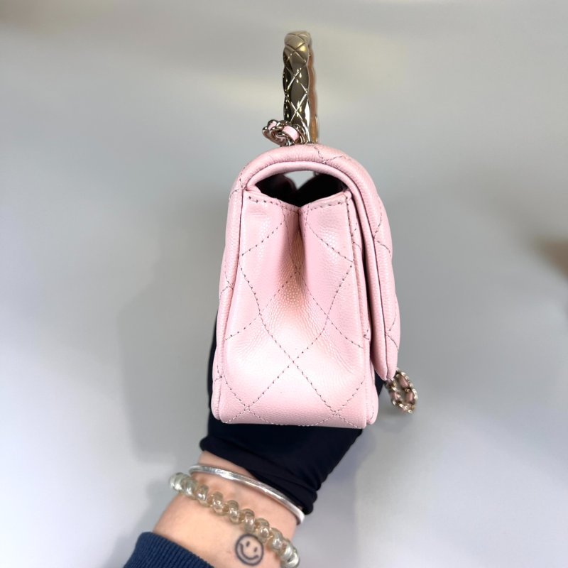 CHANEL HANDLE提把CF季節款20CM 荔枝粉 AS5554/晶片款-3