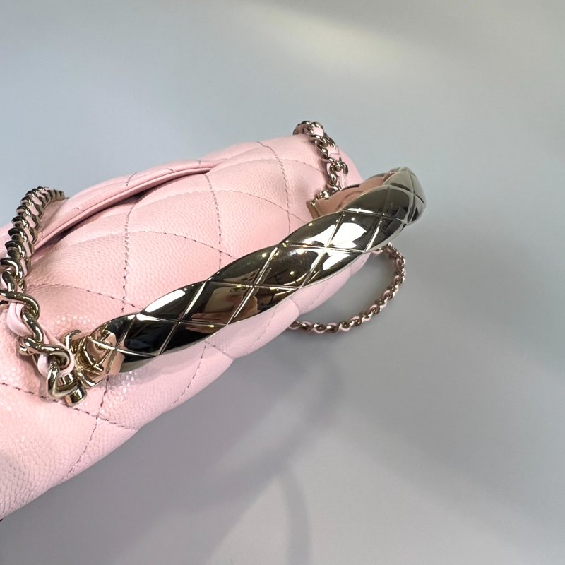 CHANEL HANDLE提把CF季節款20CM 荔枝粉 AS5554/晶片款-7