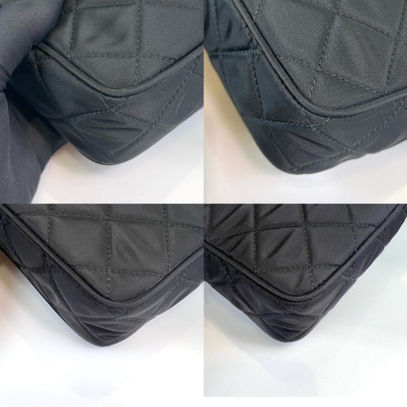 全新品 PRADA 1BH910 黑菱格紋尼龍側肩包-8