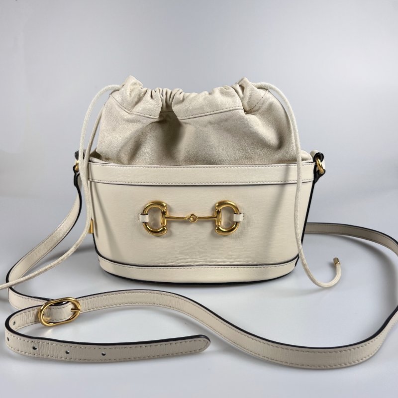 GUCCI 白色1955抽繩水桶包-0