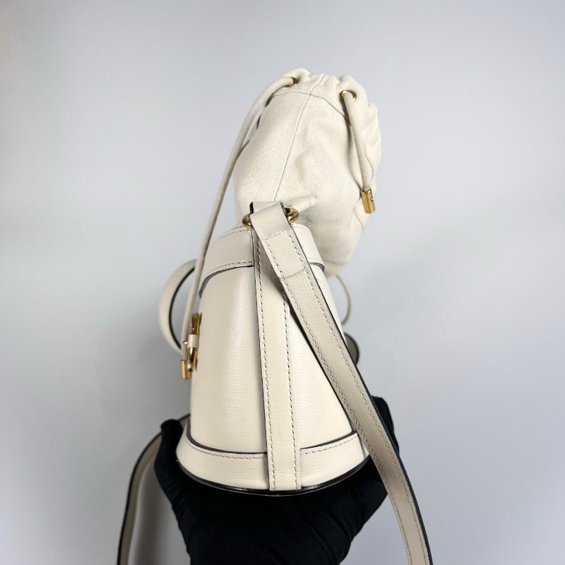 GUCCI 白色1955抽繩水桶包-2