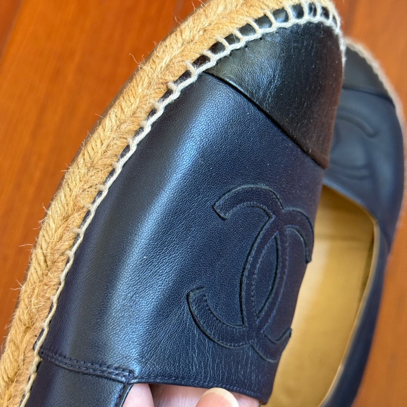Chanel 二手深藍&黑小羊皮 鉛筆鞋 尺寸：38-43