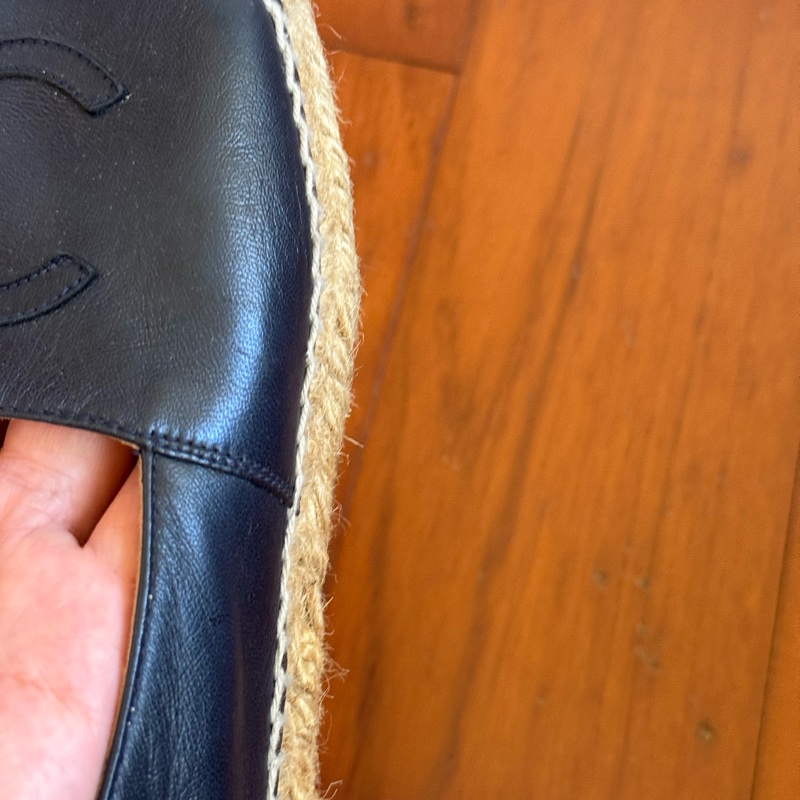 Chanel 二手深藍&黑小羊皮 鉛筆鞋 尺寸：38-52