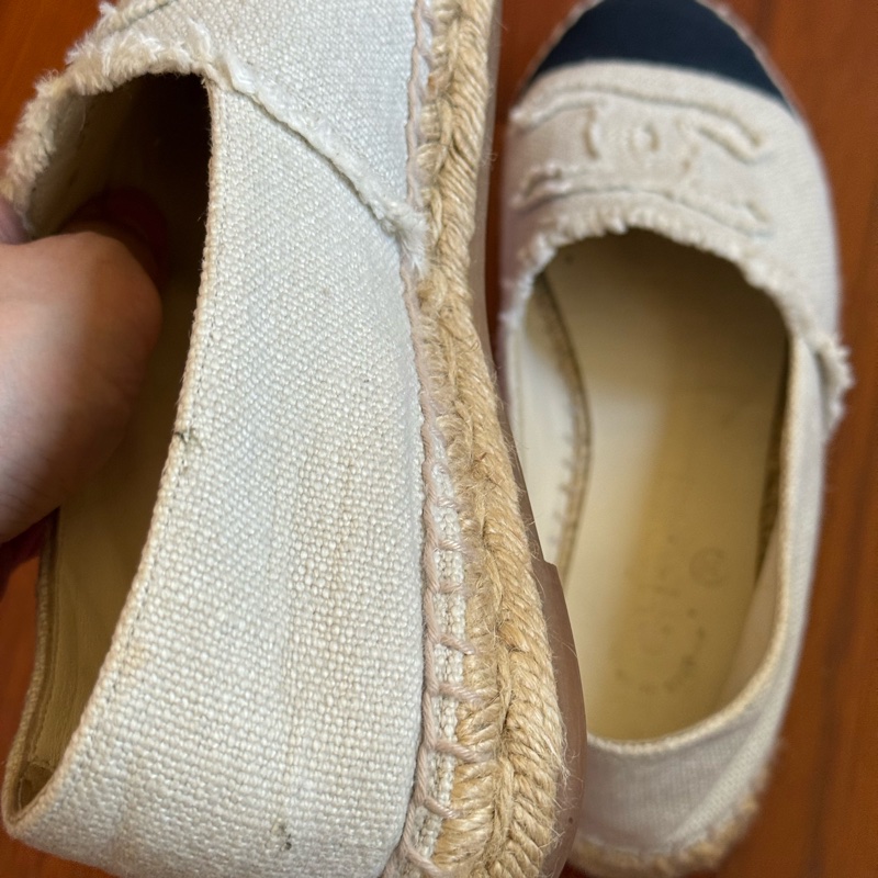 Chanel 二手白色丹寧布鉛筆鞋 尺寸：37-17