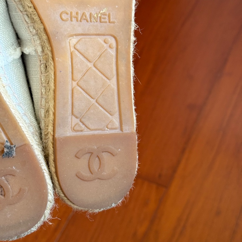 Chanel 二手白色丹寧布鉛筆鞋 尺寸：37-31