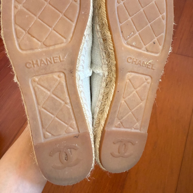 Chanel 二手白色丹寧布鉛筆鞋 尺寸：37-32