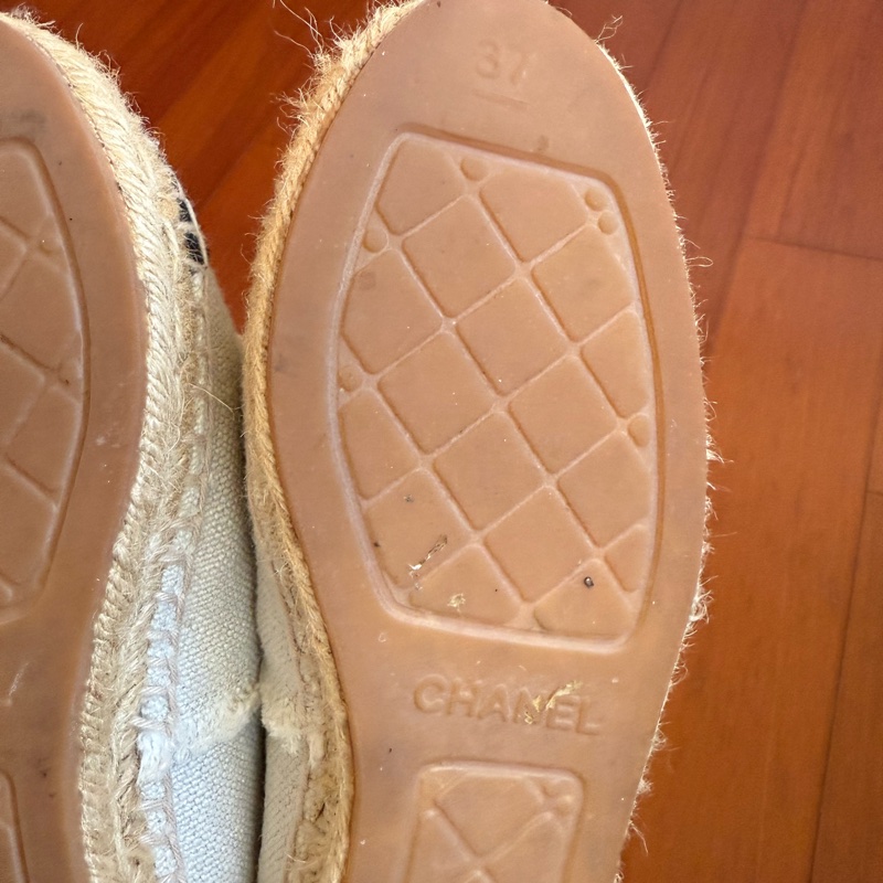 Chanel 二手白色丹寧布鉛筆鞋 尺寸：37-35