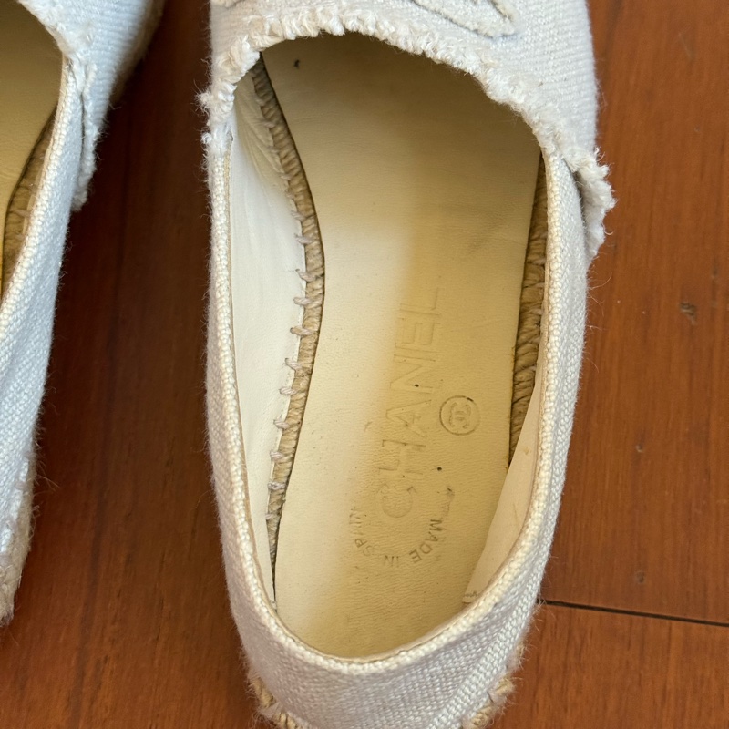Chanel 二手白色丹寧布鉛筆鞋 尺寸：37-39