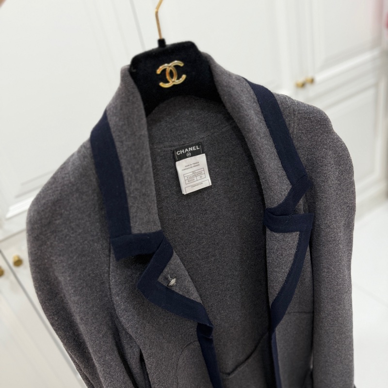 CHANEL 香奈兒 深灰色 長上衣 罩衫 長版 針織外套 針織上衣 毛衣 外套-2