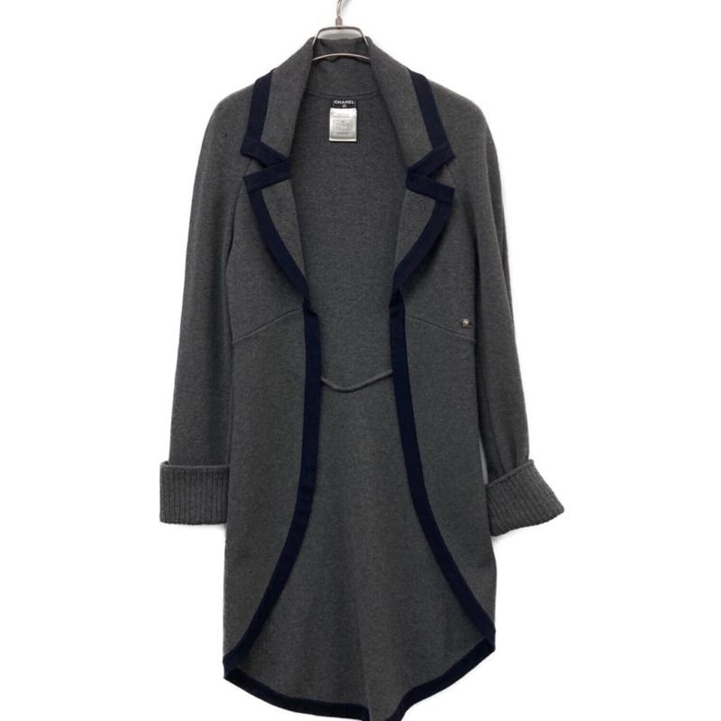 CHANEL 香奈兒 深灰色 長上衣 罩衫 長版 針織外套 針織上衣 毛衣 外套-5