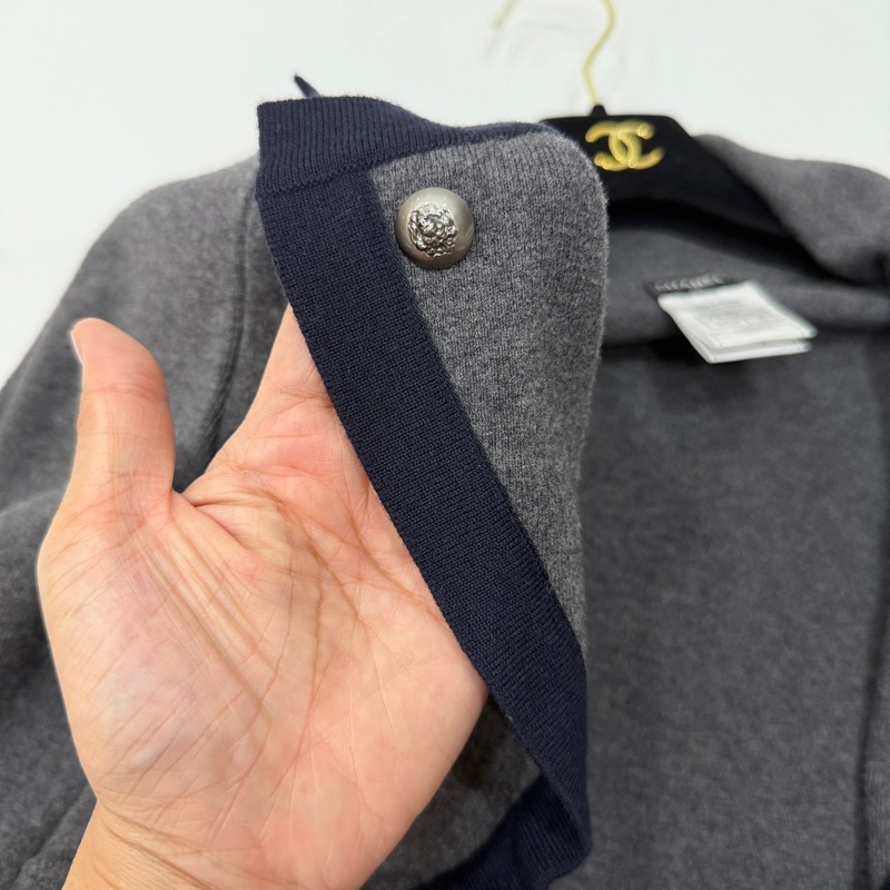 CHANEL 香奈兒 深灰色 長上衣 罩衫 長版 針織外套 針織上衣 毛衣 外套-9