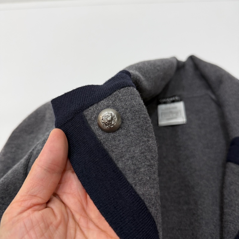 CHANEL 香奈兒 深灰色 長上衣 罩衫 長版 針織外套 針織上衣 毛衣 外套-14