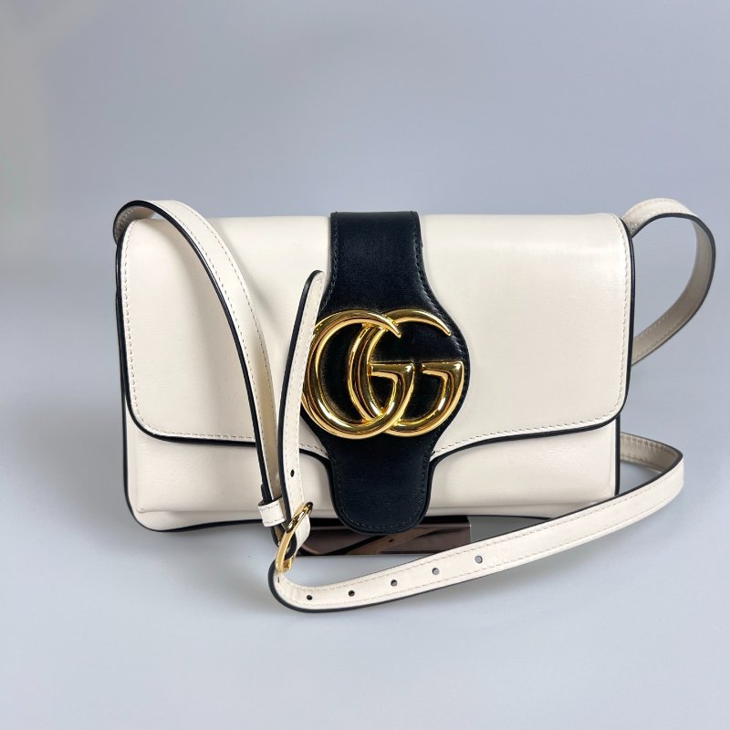 GUCCI 550129 黑白金扣肩背包-0