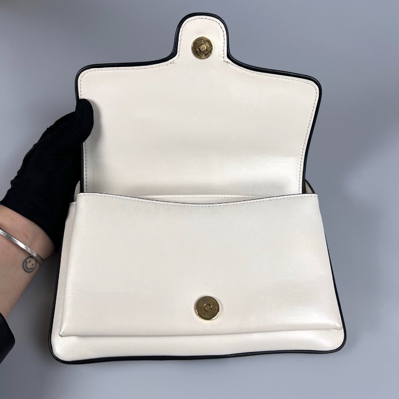 GUCCI 550129 黑白金扣肩背包-5