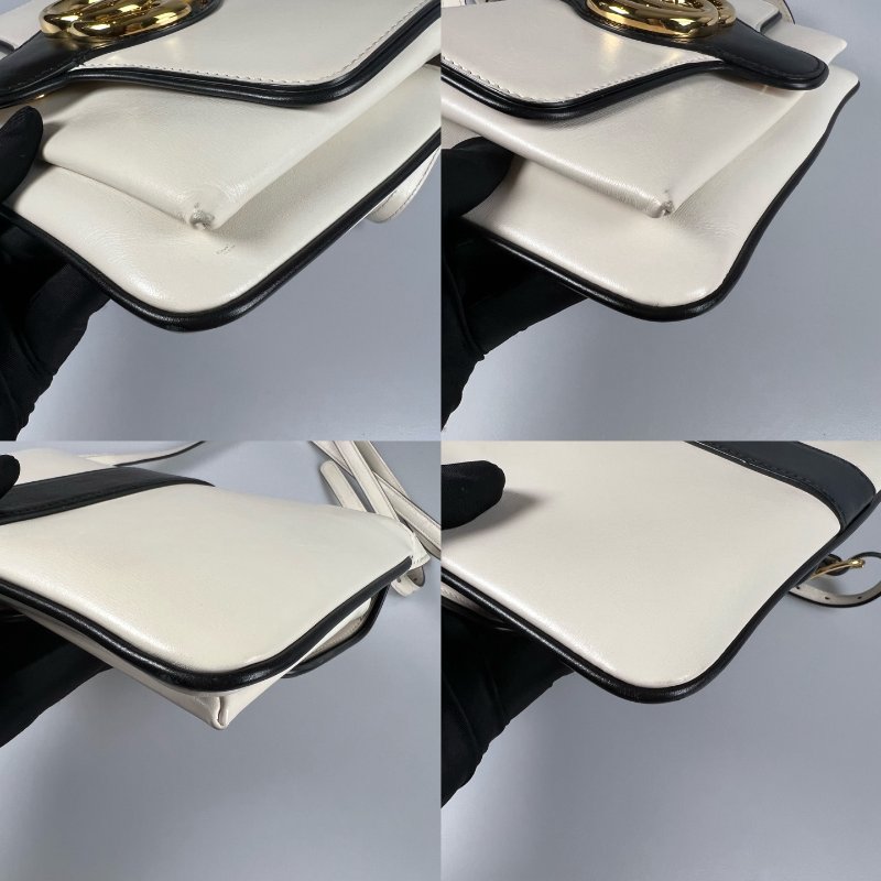 GUCCI 550129 黑白金扣肩背包-11