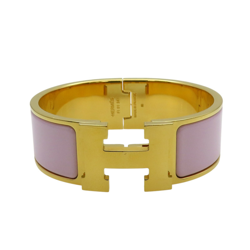 粉色琺瑯 金色鍍金 Clic Clac H 手環【HERMES 愛馬仕】-0