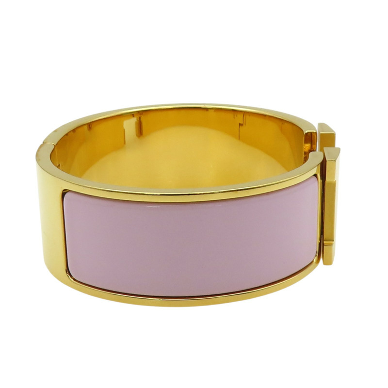 粉色琺瑯 金色鍍金 Clic Clac H 手環【HERMES 愛馬仕】-2