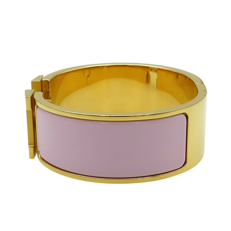 粉色琺瑯 金色鍍金 Clic Clac H 手環【HERMES 愛馬仕】-3