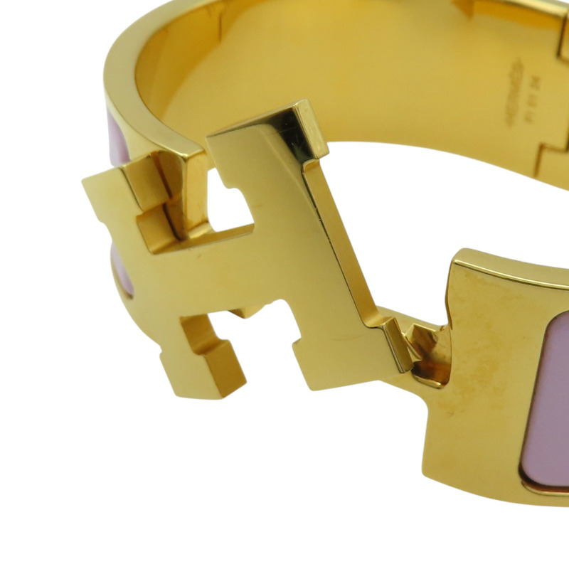 粉色琺瑯 金色鍍金 Clic Clac H 手環【HERMES 愛馬仕】-4