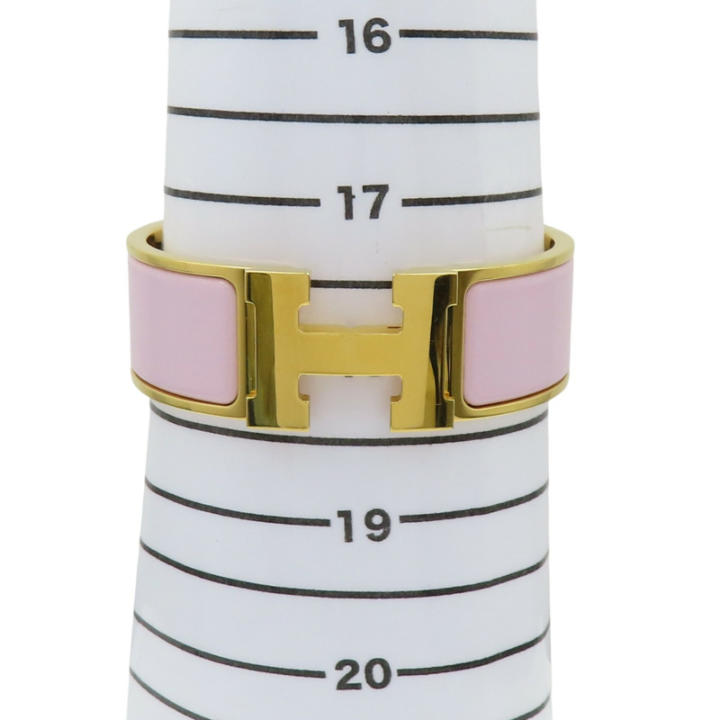粉色琺瑯 金色鍍金 Clic Clac H 手環【HERMES 愛馬仕】-10
