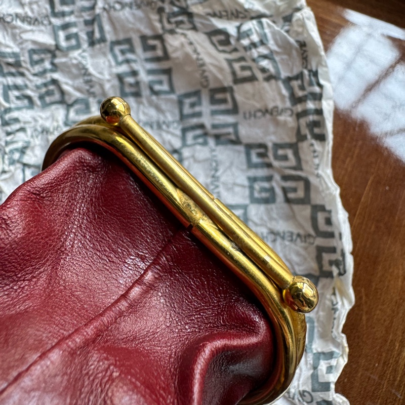 Givenchy 皮革收納盒 零錢包 耳機包 酒紅色真皮-8