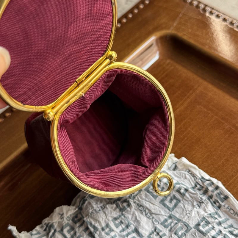 Givenchy 皮革收納盒 零錢包 耳機包 酒紅色真皮-9