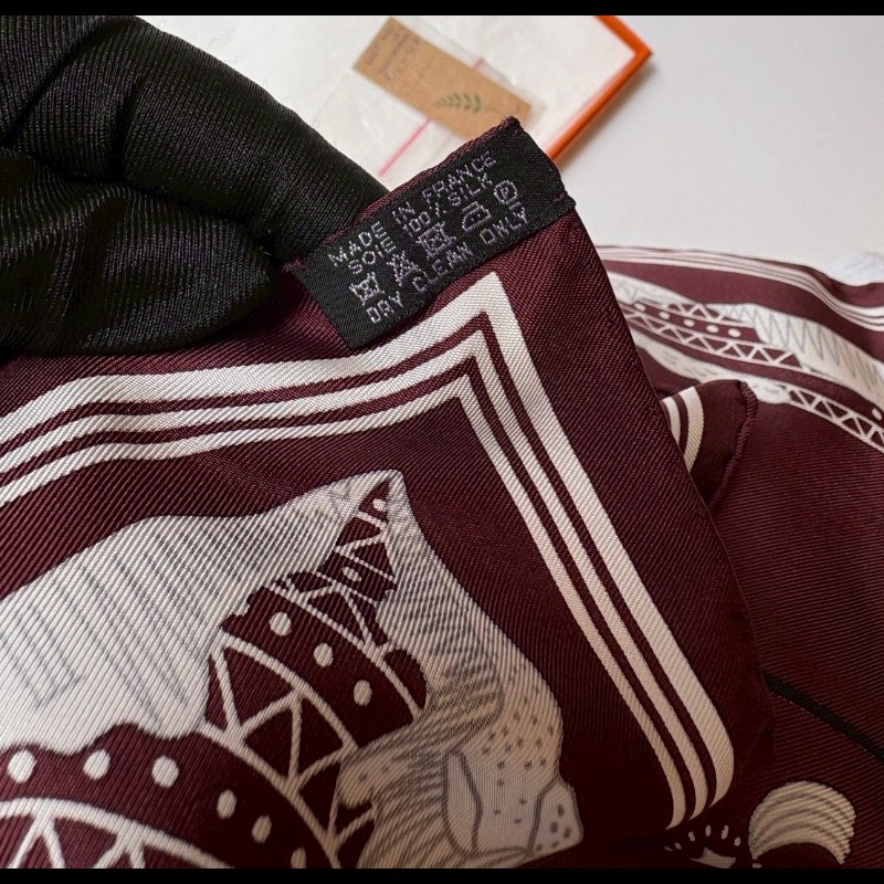 Hermes 咖啡紅白 星光峽谷圖 方絲巾 Les canyons etoiles-5