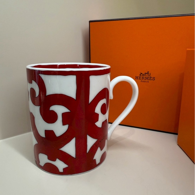 HERMES 紅白馬克杯-0