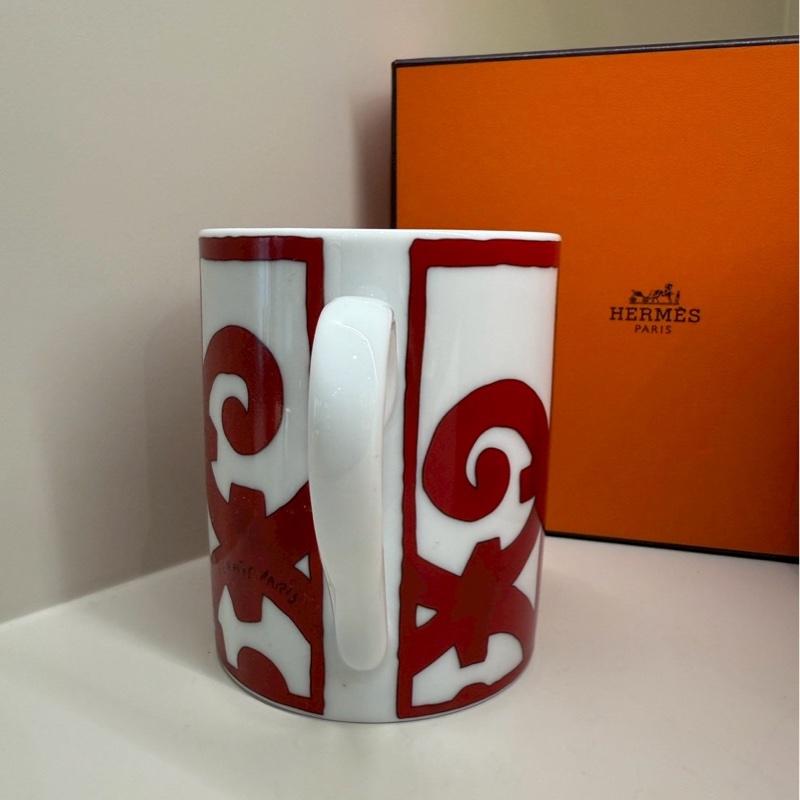 HERMES 紅白馬克杯-4
