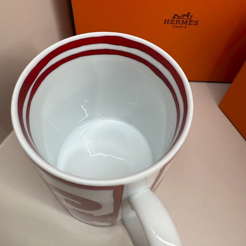 HERMES 紅白馬克杯-5