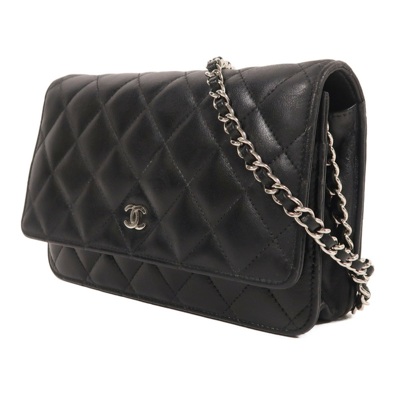 CHANEL 羊皮皮革WOC Wallet On Chain銀扣鏈帶肩背袋-2