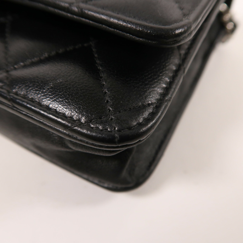 CHANEL 羊皮皮革WOC Wallet On Chain銀扣鏈帶肩背袋-9