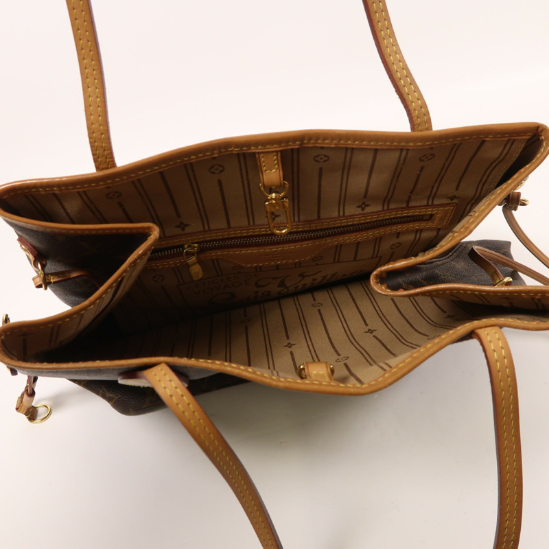 LOUIS VUITTON Monogram Neverfull MM金扣手挽袋-15