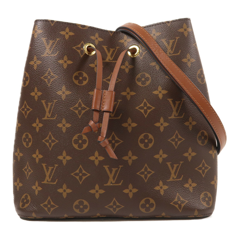 LOUIS VUITTON Monogram NeoNoe MM金扣肩背袋棕色-0