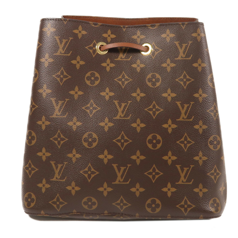 LOUIS VUITTON Monogram NeoNoe MM金扣肩背袋棕色-1