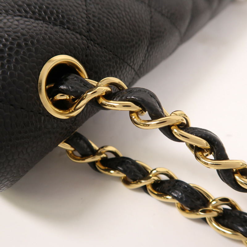 CHANEL 牛皮皮革Large Classic金扣鏈帶肩背袋-13