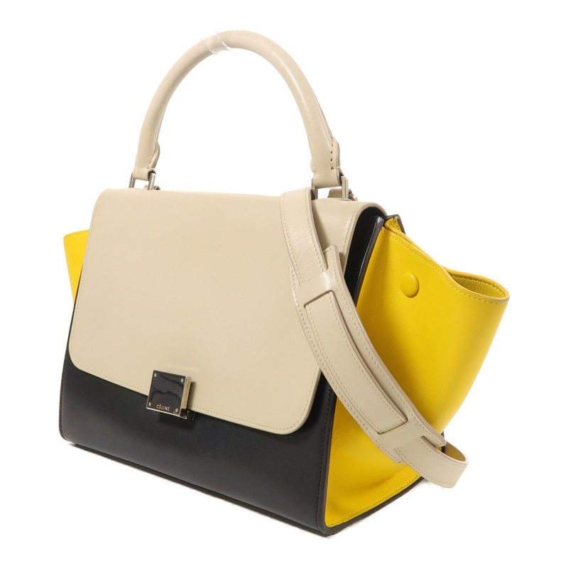 CELINE 牛皮皮革Trapeze銀扣手挽肩背兩用袋-2