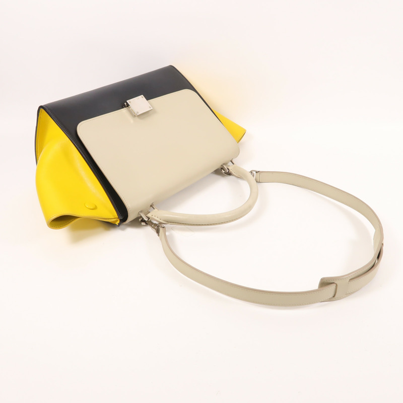 CELINE 牛皮皮革Trapeze銀扣手挽肩背兩用袋-7